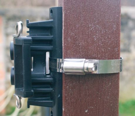 Hose Clamp on a T-post-guard (HorseGuard)